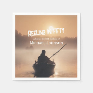 Fishing Sunrise Fisherman 50th Birthday Napkins