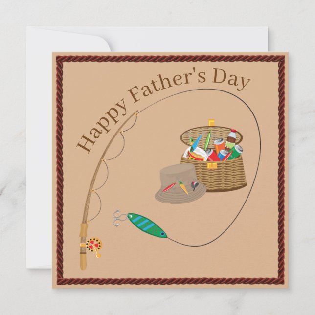 Fishing Tackle Happy Fathers Day Holiday Card (Front)