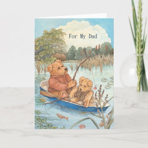 Fishing Teddy Bear Cute Fathers Day for Dad Card