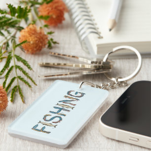 Fishing Text Keychain
