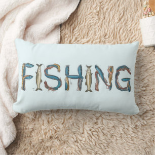 Fishing Text Throw Pillow