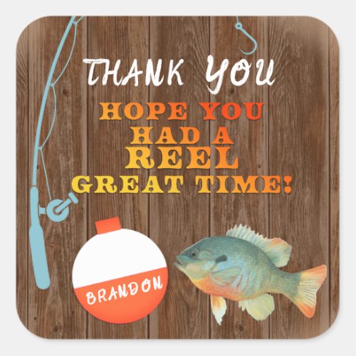 Fishing Thank You Birthday Sticker