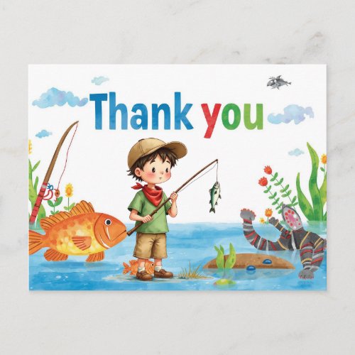 Fishing Thank You Card with Boy Fishing