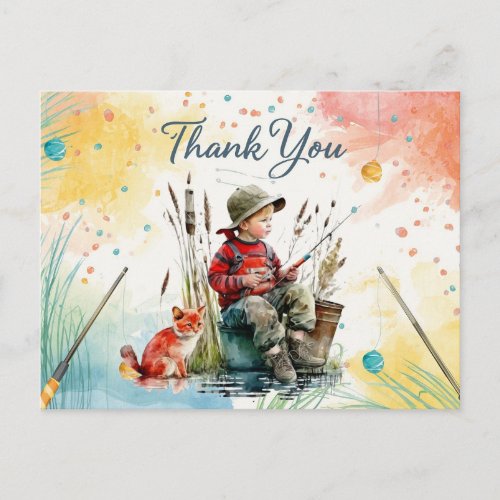 Fishing Thank You Card with Boy Fishing