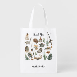 Fishing thank you themed for Anglers Fishermen Grocery Bag