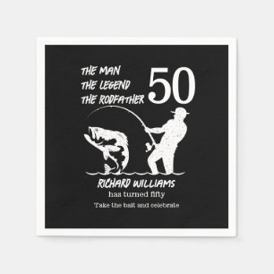 Fishing the Legend Rodfather 50th Birthday Napkins