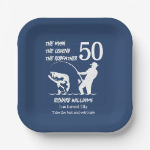 Fishing the Legend Rodfather 50th Birthday Paper Plates
