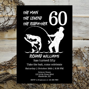 Fishing the Legend Rodfather 60th Birthday Invitation