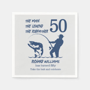 Fishing the Rodfather Big Fish 50th Birthday Napkins