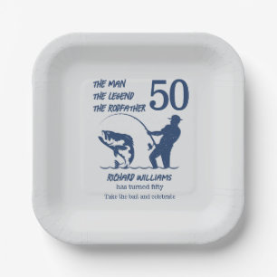 Fishing the Rodfather Big Fish 50th Birthday Paper Plates