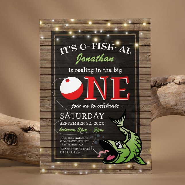 Fishing Theme Birthday | Rustic The Big One Invitation