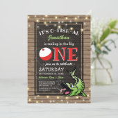 Fishing Theme Birthday | Rustic The Big One Invitation (Standing Front)