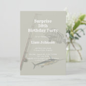 Fishing Theme His Surprise Birthday Party Invitation (Standing Front)