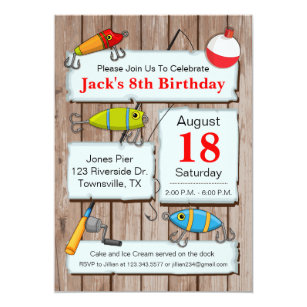 Fish Birthday Invitations Zazzle Fishing Theme Party Invitation