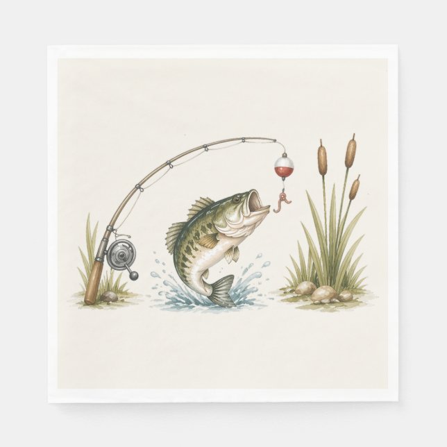 Fishing Theme Party Plates Bass Napkins (Front)