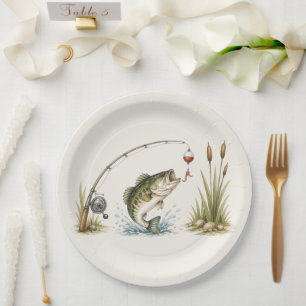 Fishing Theme Party Plates Bass Paper Plate