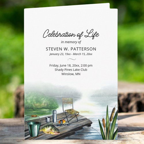 Fishing Theme Photo Celebration of Life Funeral Program