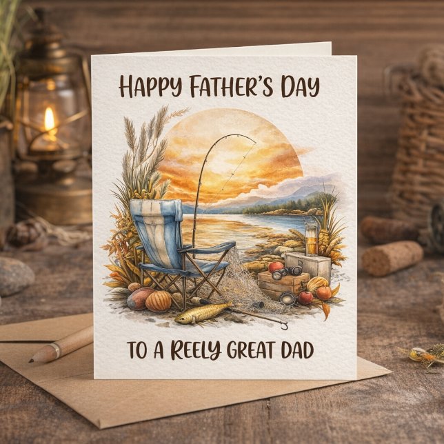 Fishing Theme Reely Great Dad Fathers Day Card (Creator Uploaded)