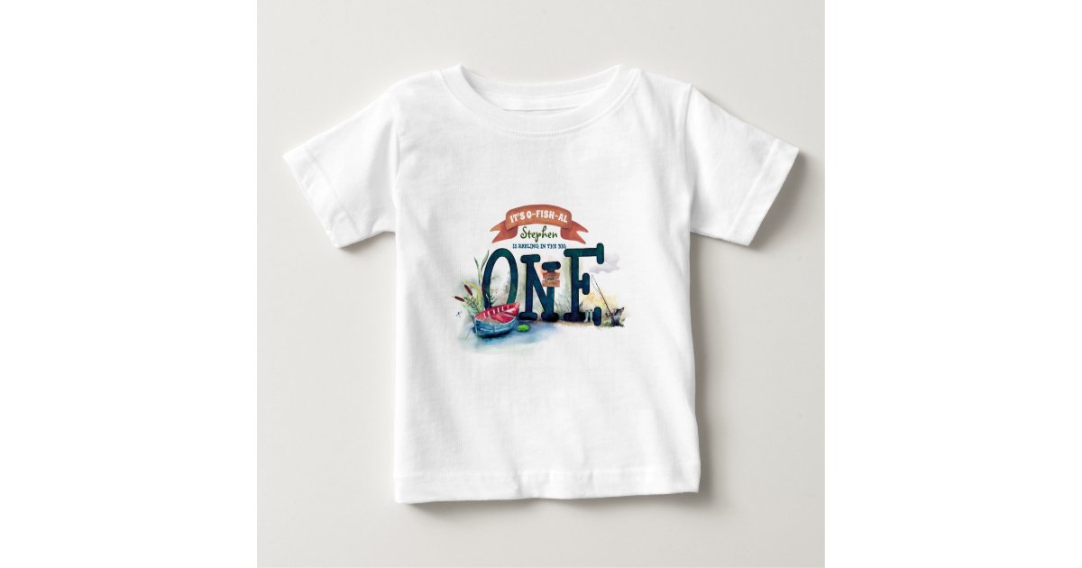 The Big One Fishing Theme Boys First Birthday Baby T-Shirt