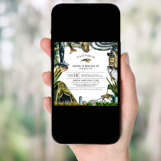 Fishing Themed Birthday Party Invitation (Front Digital)