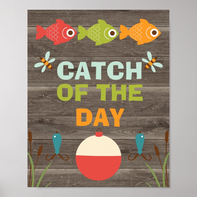Fishing Themed Birthday Party  Sign 8x10 inch (Front)