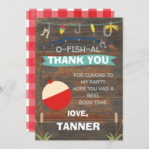 Fishing Themed Birthday Thank You Card