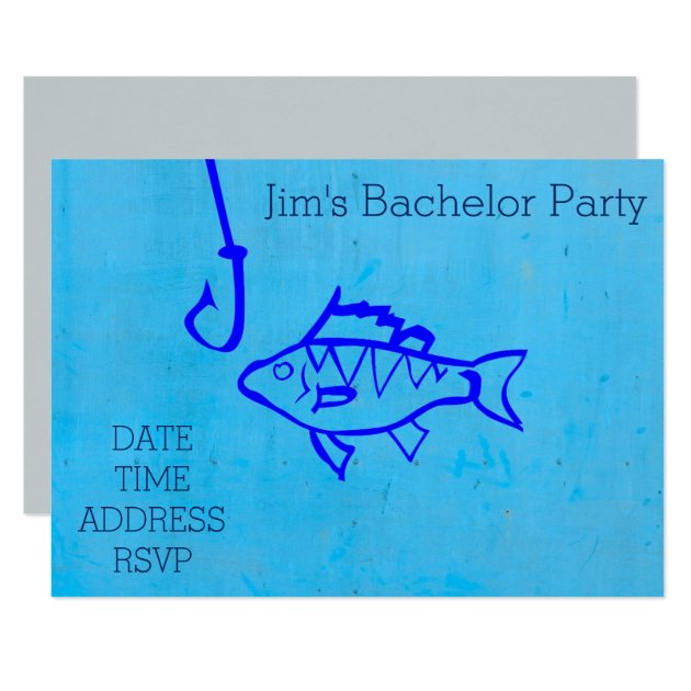 Fishing Themed Blue Bachelor Party Invitation