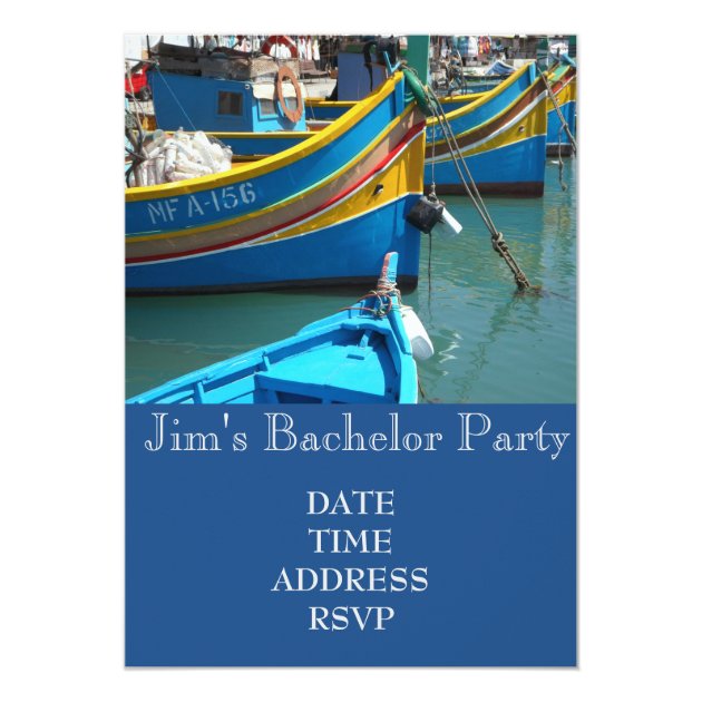 Fishing Themed Fishing Boats Bachelor Party Invitation