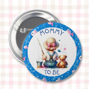 Fishing Themed Girl's Baby Shower    Mom To Be Button