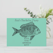 Fishing themed male Bachelor Party Invitation (Standing Front)