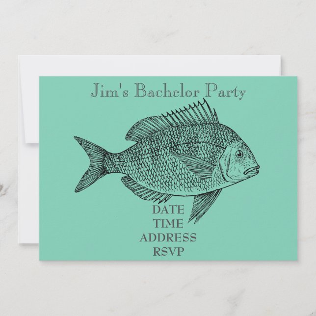 Fishing themed male Bachelor Party Invitation (Front)