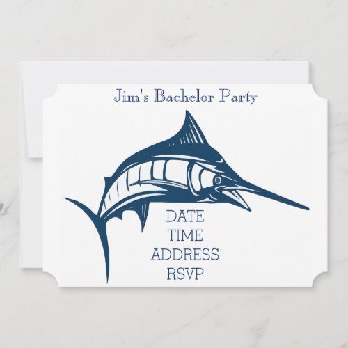 Fishing themed nautical swordfish Bachelor Party Invitation