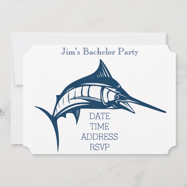 Fishing themed nautical swordfish Bachelor Party Invitation (Front)