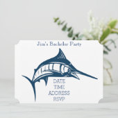Fishing themed nautical swordfish Bachelor Party Invitation (Standing Front)