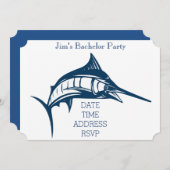 Fishing themed nautical swordfish Bachelor Party Invitation (Front/Back)