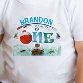 Officially One First Birthday Shirt fishing o fish ally one turning one  fish cute theme 1st birthday fish theme birthday boy name and age