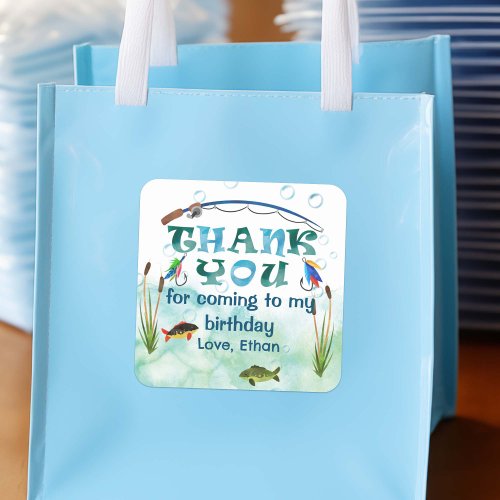 Fishing themed o_fish_ally 1st birthday favors square sticker