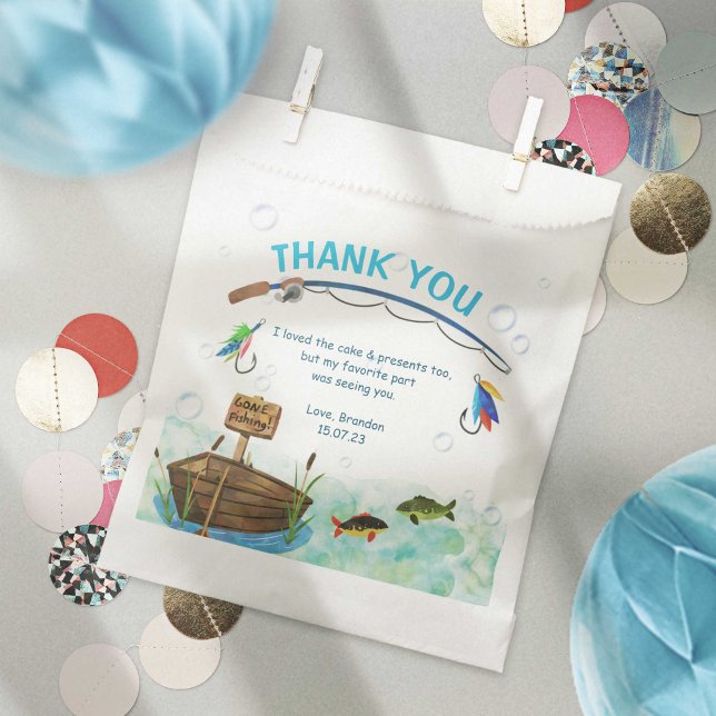 Fishing themed o-fish-ally birthday  favor bag (Fishing themed, o-fish-ally, little fisherman birthday favor bags for cookies, snacks.)