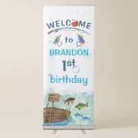 Fishing themed o-fish-ally birthday welcome sign
