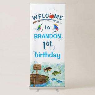 Fishing themed o-fish-ally birthday welcome sign