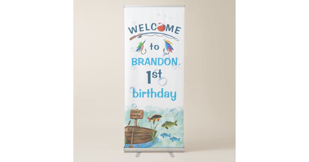 Fishing themed o-fish-ally birthday welcome sign