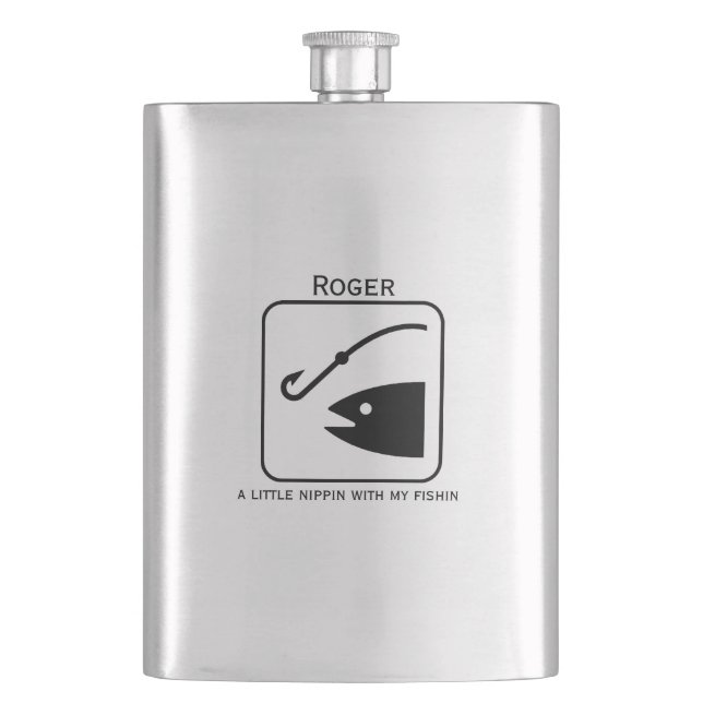 Fishing Themed Personalized Metal Flask (Front)