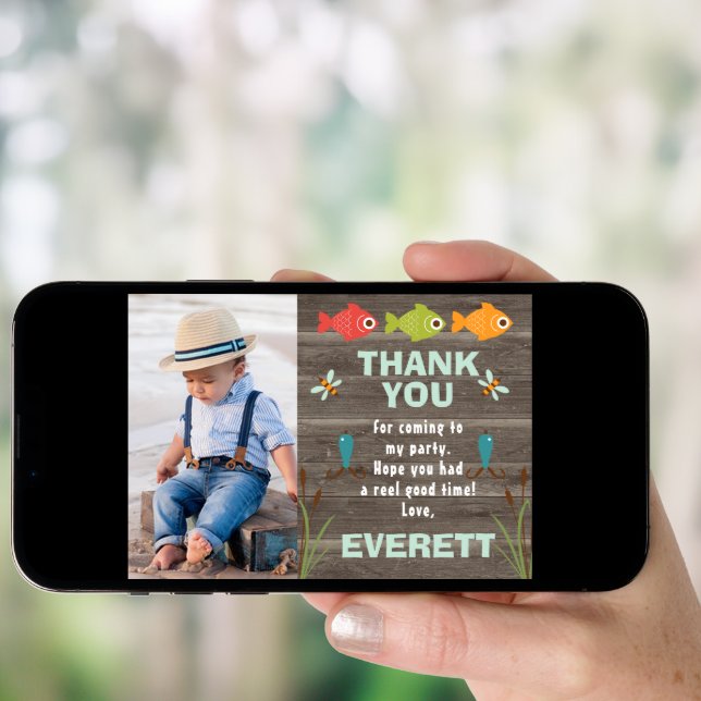 Fishing themed photo thank you card (Front Digital)