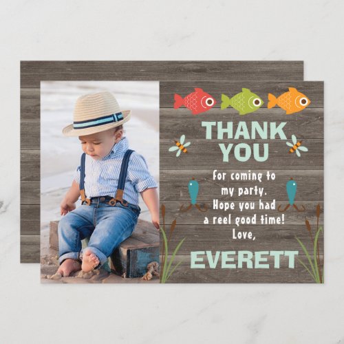 Fishing themed photo thank you card