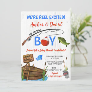Fishing Themed Reel Excited Baby Shower Invitation