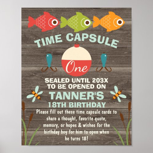 Fishing Themed Time Capsule Sign 8x10 inch