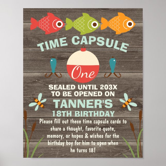 Fishing Themed Time Capsule Sign 8x10 inch (Front)
