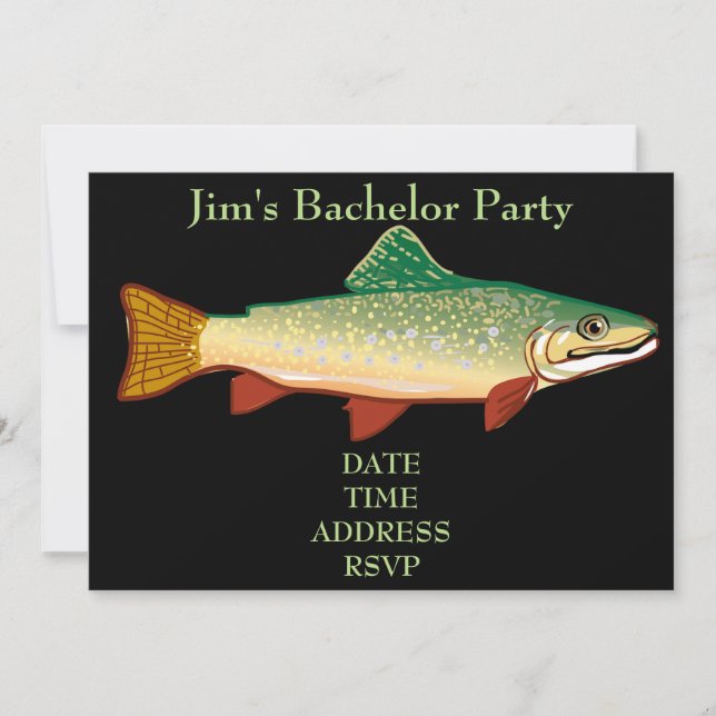 Fishing themed trout Bachelor Party Invitation (Front)