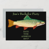 Fishing themed trout Bachelor Party Invitation (Front/Back)