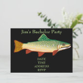 Fishing themed trout Bachelor Party Invitation (Standing Front)